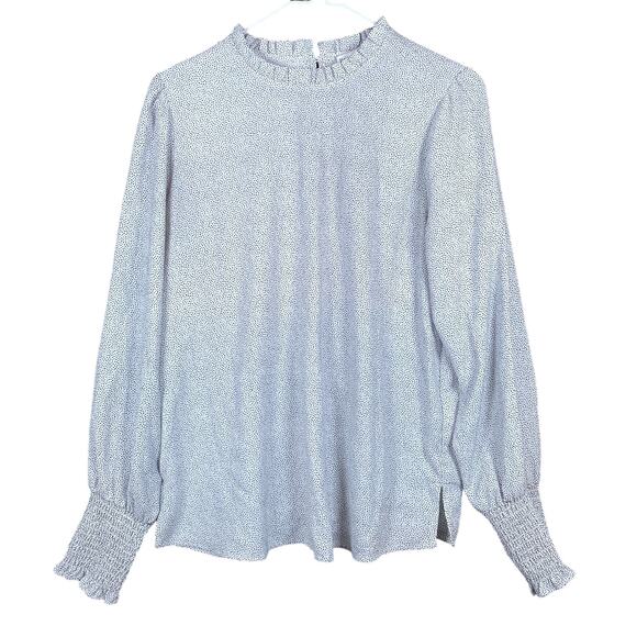 Maison d' Amelie Womens Blouse White Black Spotted Ruffle Balloon Sleeve Paris M - Picture 1 of 14